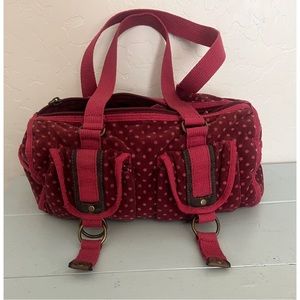 Maroon polka dotted purse Corduroy